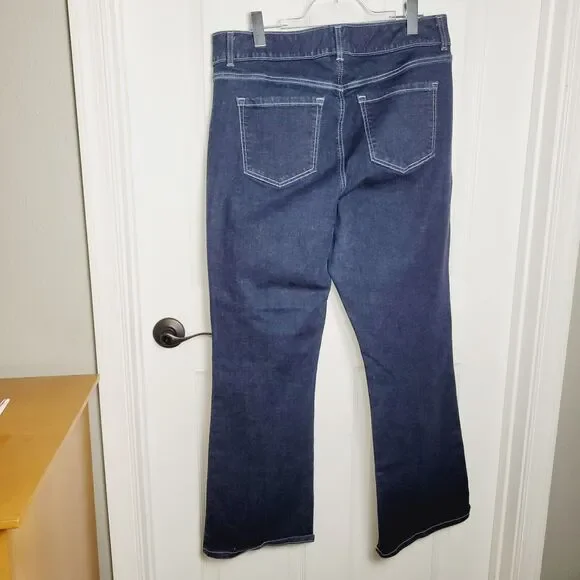 Lane Bryant Jeans Womans 18 Blue Bootcut Dark Wash Demin Contrast Trim Stretch - Picture 5 of 14